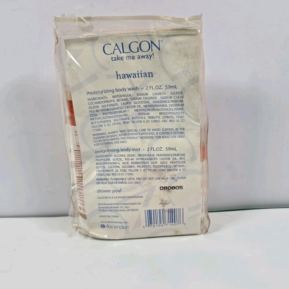 Rare Calgon Take Me Away HAWAIIAN, Pouf, Body, Wash Gift Set